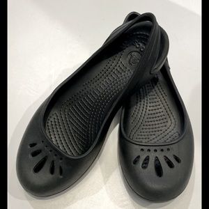 CROCS Women's Size 7 MALINDI Ballet Flats Black Slingback Slip On Shoes Cut Out